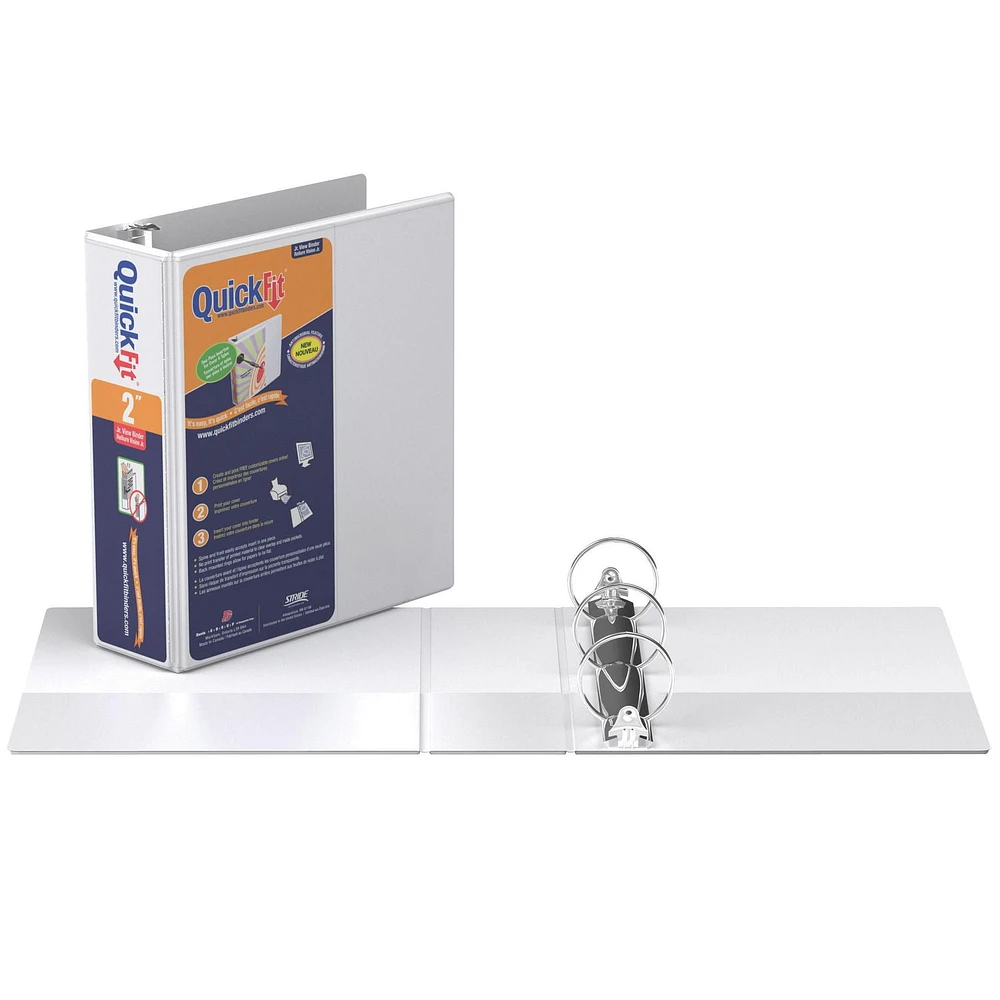 Reliure QuickFit View Junior robuste, format 8,5 po x 5,5 po, anneaux ronds, paquet de 6 ( blanc, 2 po)
