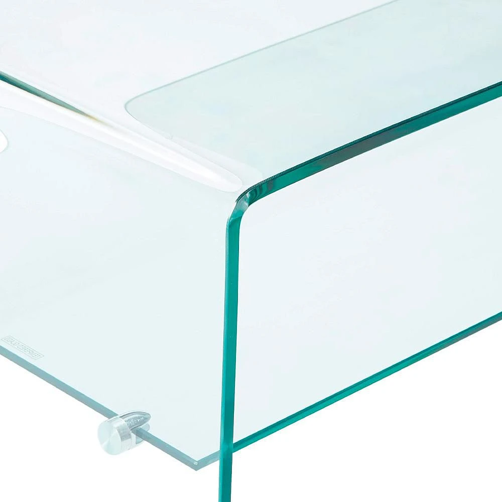 HEAVENLY COLLECTION WATERFALL GLASS TABLE WITH TOP SHELF