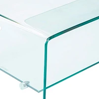 HEAVENLY COLLECTION WATERFALL GLASS TABLE WITH TOP SHELF