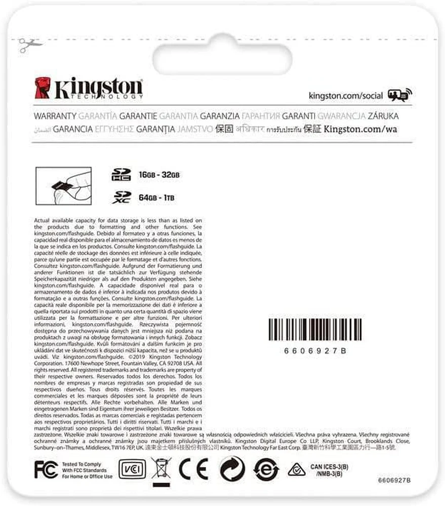 Kingston 256GB SDXC Canvas Select Plus 100R C10 UHS-I U3 V30 (SDS2/256GBCR)