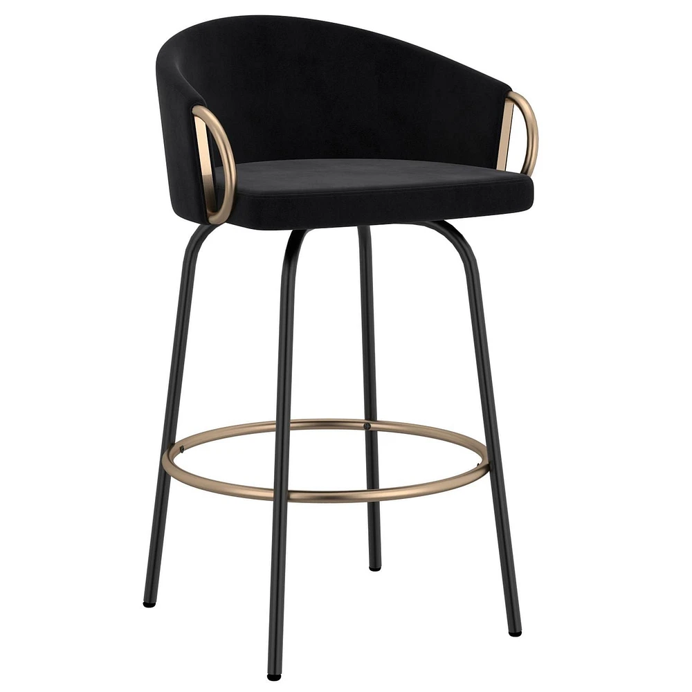 Ensemble de deux tabourets de comptoir contemporains, noirs