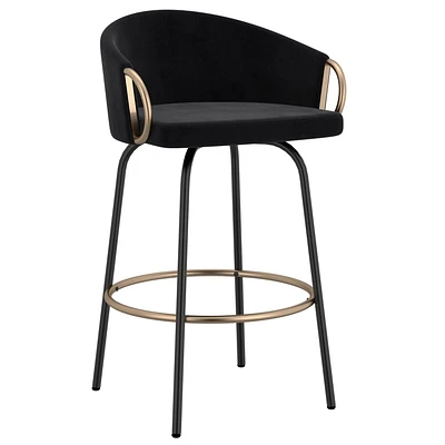 Ensemble de deux tabourets de comptoir contemporains, noirs