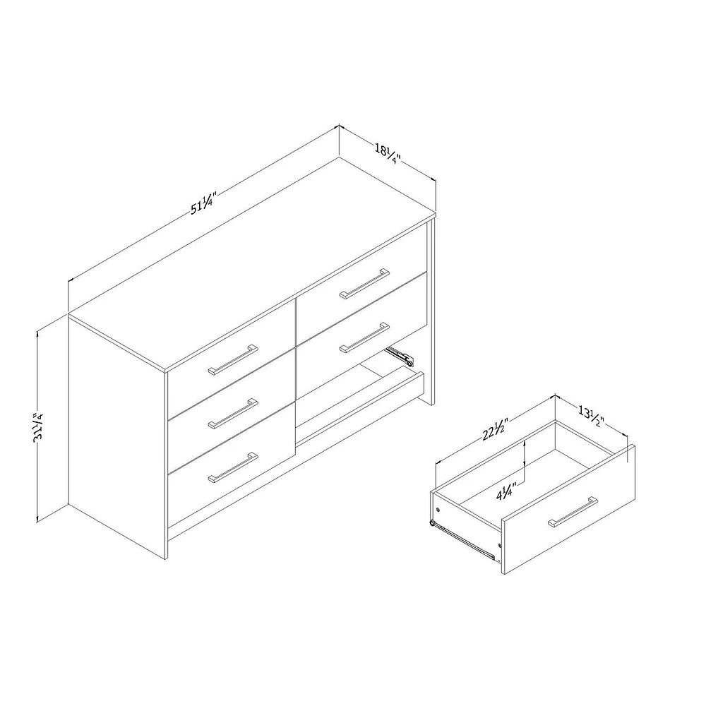 South Shore Londen Commode 6 tiroirs