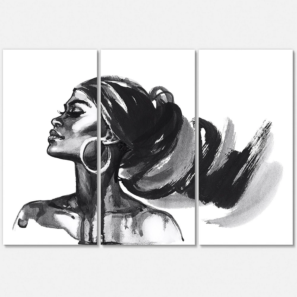 Designart Portrait monochrome de femme afro-américaine IV Art mural sur toile