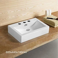 American Imaginations -in. W Above Counter White Bathroom Vessel Sink For 3H8-in. Center Drilling AI