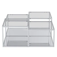 Contemporary Metal and Glass Multi-Tier Coffee Table Set of 4 - Silver