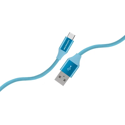 Câble en tissu Merkury Charge + Sync USB-A vers USB-C, câble en tissu USB-A vers USB-C Câble en tissu USB-A vers USB-C de 6 pieds