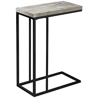 Monarch Specialties Table D'appoint, En Forme De C, Bout, Côté, Collation, Salon, Chambre À Coucher, Métal, Stratifié, Gris, Noir, Contemporain, Moderne