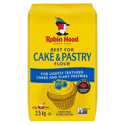 Farine Robin Hood Best for Cake & Pastry, 2,5 kg, fabriquée avec du blé 100 % canadien 2,5 Kg