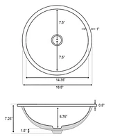 16.5-in. W Round Bathroom Undermount Sink Set In White - Oil Rubbed Bronze Hardware - Overflow Drain Incl. AI-24788