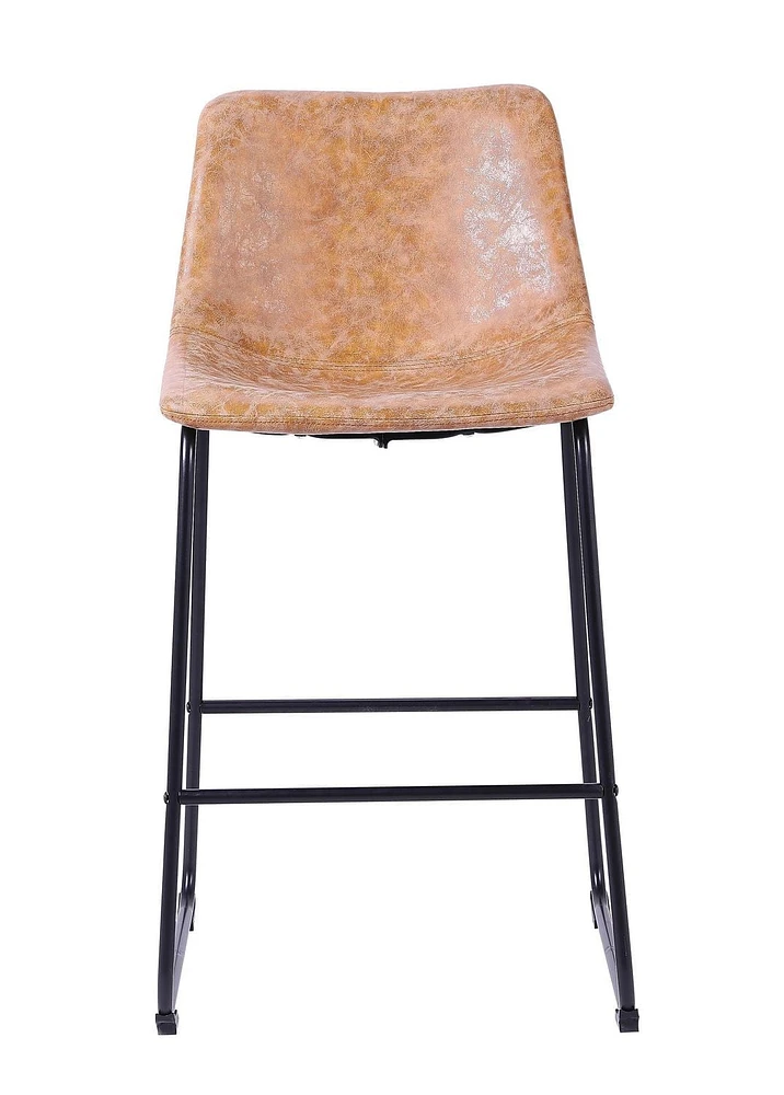 Tabouret en cuir Landon Plata Import avec pieds en métal noir
