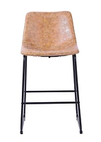 Tabouret en cuir Landon Plata Import avec pieds en métal noir