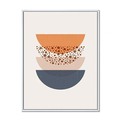 Designart Géométrie abstraite du soleil et de la lune en bleu et orange ART MURAL À CADRE FLOTTÉ