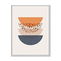 Designart Géométrie abstraite du soleil et de la lune en bleu et orange ART MURAL À CADRE FLOTTÉ