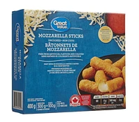 Great Value Frozen Mozzarella Sticks with Marinara Dipping Sauce Appetizers, 11 Pieces, 400g