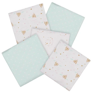 Paquet de 5 couvertures pour bébé de Gerber® Princesse Bleu