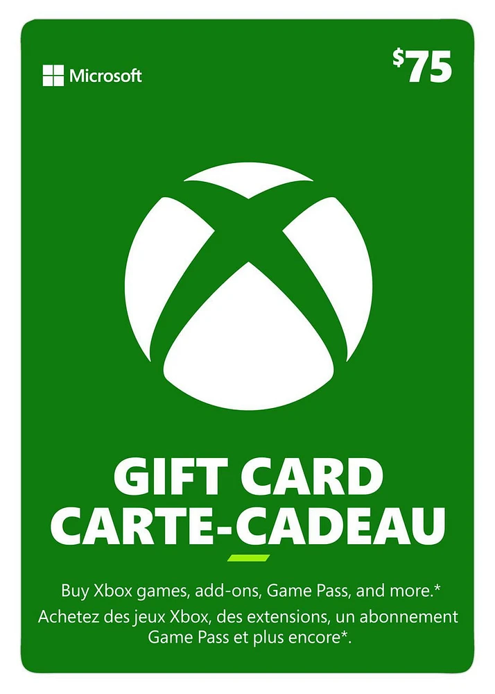 Xbox Live Gift Card $75 CAD Digital Download