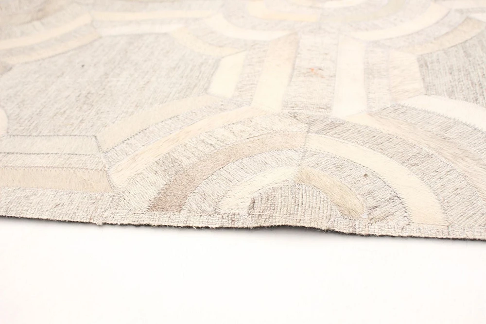 ECARPETGALLERY 9'1" x 12'9" Contemporary Cowhide Patchwork Handmade Area Rug for Living Room, Dining Room and Bedroom in Grey