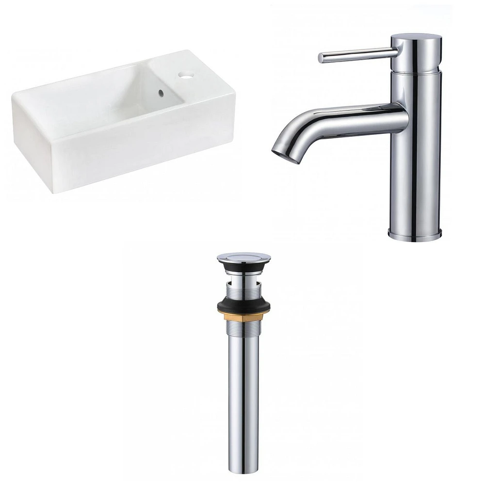American Imaginations -in. W Above Counter White Bathroom Vessel Sink Set For 1 Hole Right Faucet AI