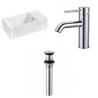 American Imaginations -in. W Above Counter White Bathroom Vessel Sink Set For 1 Hole Right Faucet AI