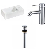 American Imaginations -in. W Above Counter White Bathroom Vessel Sink Set For 1 Hole Right Faucet AI