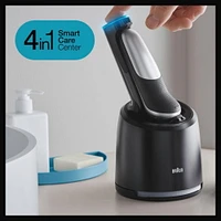 Rasoir rechargable Braun Series 7 7071cc Flex, centre SmartCare, tondeuse de précision Peau sèche et mouillée, rasoir à grille sans cordon, argent