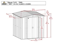 Abri de rangement Arrow Classic en acier, 6x6, charbon Remise en métal 6x6