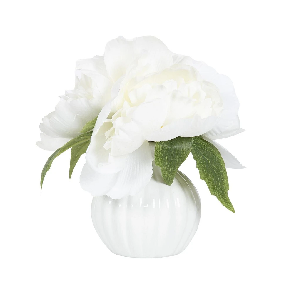 Enola Peonies in Ceramic Pot, 7.5"H x 4"Diameter