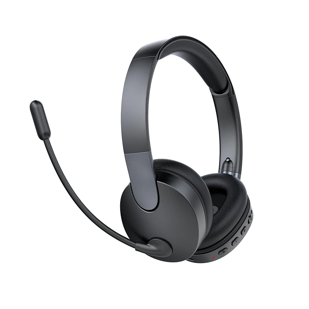 onn. Bluetooth Wireless On-Ear PC Headset with Rotating Boom Microphone, Up To 50 Hours Playtime
