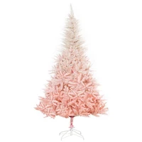 HOMCOM Décoration de maison de vacances d'arbre de Noël artificiel de 6 pieds avec support en métal, ouverture automatique, blanc et rose