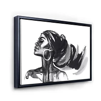 Designart Portrait monochrome de femme afro-américaine IV ART MURAL À CADRE FLOTT