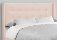 Monarch Specialties  Lit, Grand, Chambre À Coucher, Rembourré, Velours Rose, Pieds En Métal Chromé