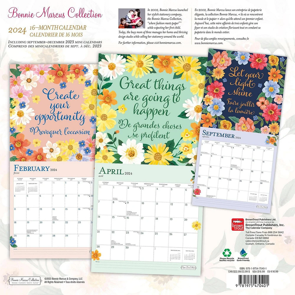 BrownTrout Bonnie Marcus 2024 12x24 Inch Square Wall Calendar, 9781975470401