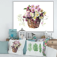 Designart Bouquet De Fleurs De Prairie Dans Le Panier ART MURAL À CADRE FLOTT