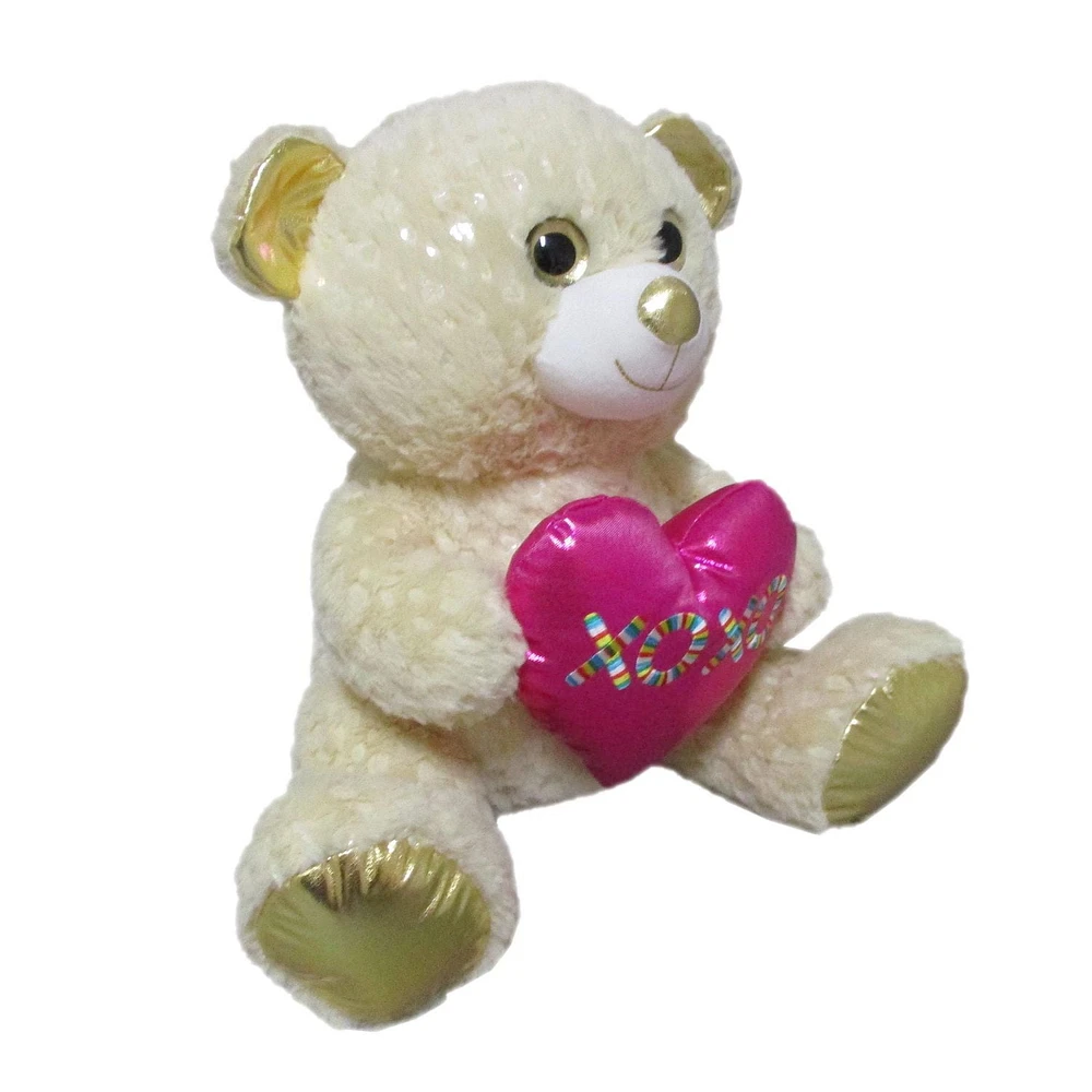 WAY TO CELEBRATE LE GRAND OURS CRÈME AVEC PELUCHE COEUR, 15 POUCES