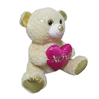 WAY TO CELEBRATE LE GRAND OURS CRÈME AVEC PELUCHE COEUR, 15 POUCES