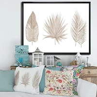 Designart Feuilles Tropicales Beiges ART MURAL À CADRE FLOTTÉ