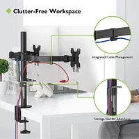 Techly Support de bureau à double moniteur à mouvement complet de 13" à 27" Inclinaison +/-90° Capacité de charge jusqu'à 10 kg x 2 VESA jusqu'à 100x100 mm, Noir
