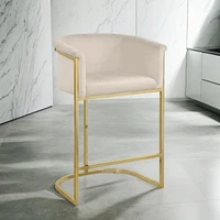 Tabouret Kanye Velvet en velours et acier dans une finition or brossé LOT DE 2
