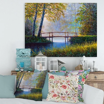 Designart La lumière du soleil du matin et la forêt printanière de l'éveil Art mural sur toile