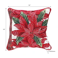 Christmas Tapestry Cushion Poinsettia Plaid 18X18 - Ensemble De 2