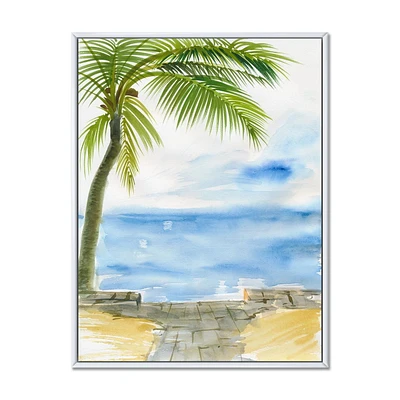 Designart Palm Beach Resort At Dawn II FLOAT FRAME WALL ART