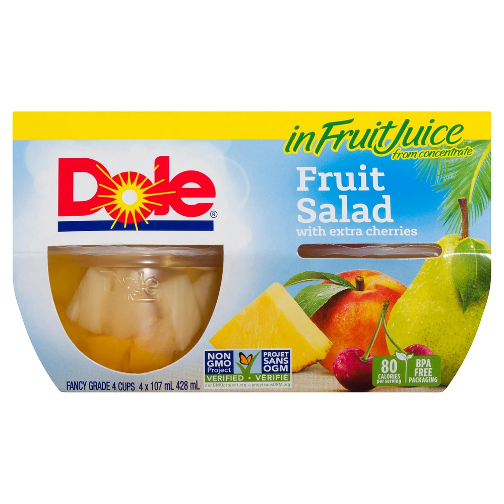 Dole Fruit Salad with Extra Cherries in Fruit Juices, 4 Cups, 428  mL