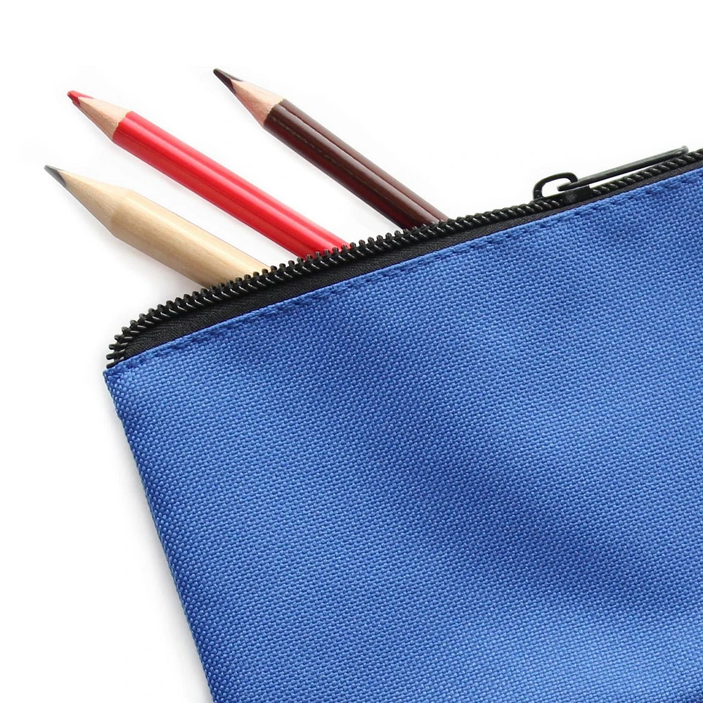 Pen + Gear 3 Pocket Pencil Pouch in Blue Polyester with Black Zips
