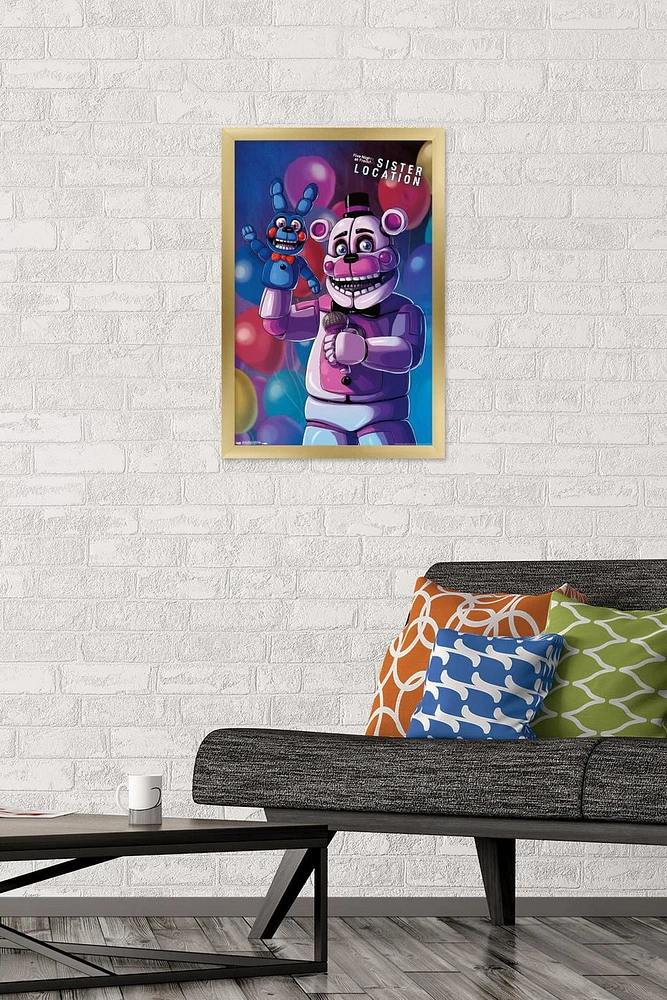 Five Nights at Freddy's: Sister Location - Funtime Freddy Wall Poster, 22.375" x 34" Framed