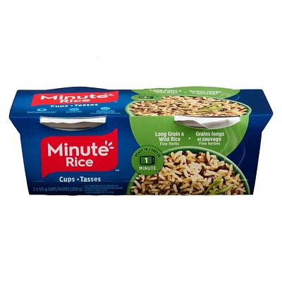 Minute Rice Long Grain & Wild Rice - Fine Herbs Cups 250g, Minute Rice Long Grain & Wild Rice - Fine Herbs Cups 2x125g (250g)