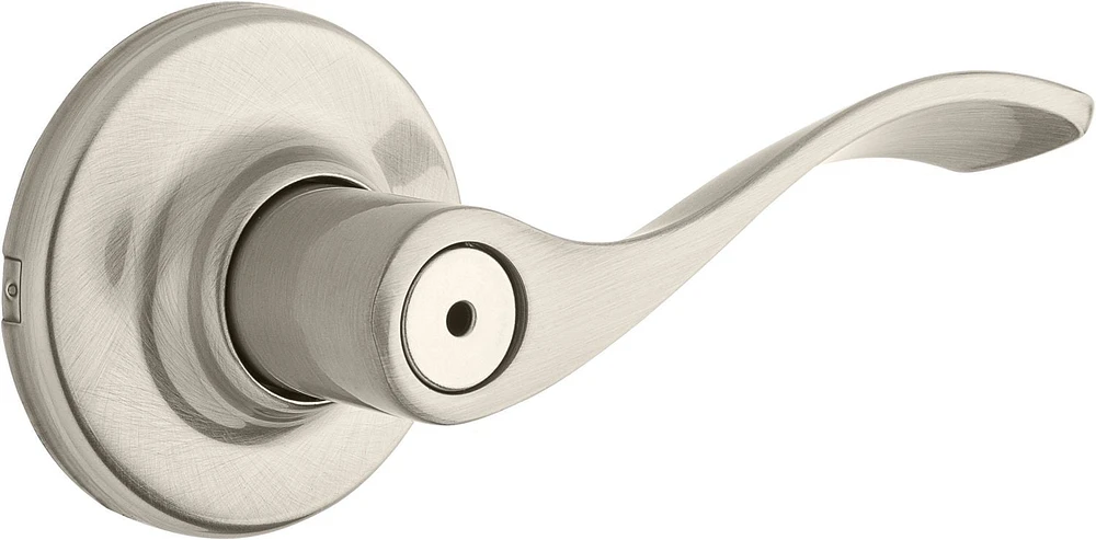 Essentials by Weiser Wave pour portes de chambre à coucher/salle de bains en Nickel Satiné Levier de porte
