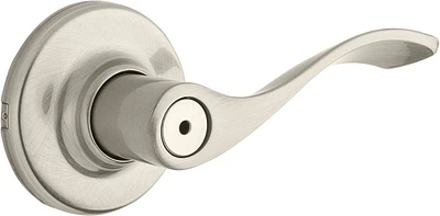 Essentials by Weiser Wave pour portes de chambre à coucher/salle de bains en Nickel Satiné Levier de porte