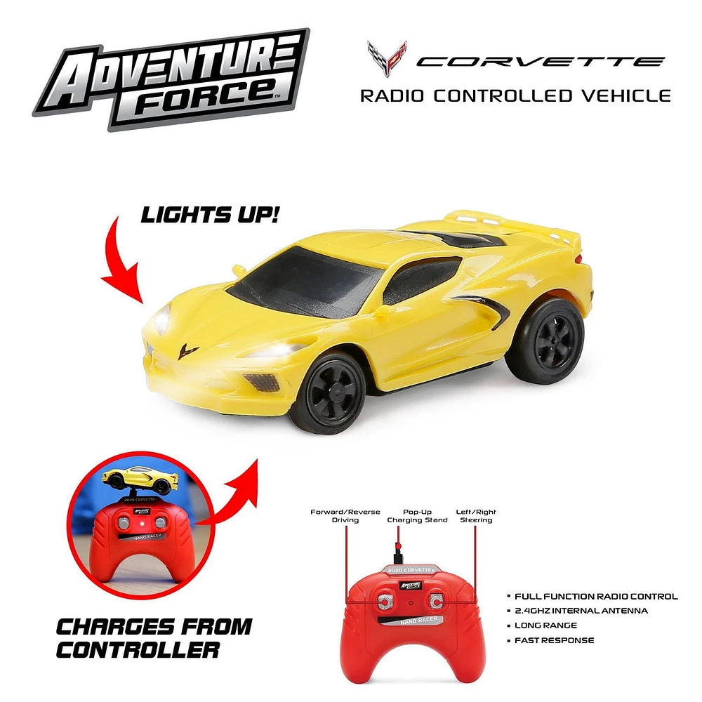 ADVENTURE FORCE 1:64 RADIO COMMANDÉ NANO RACERS - CORVETTE C8