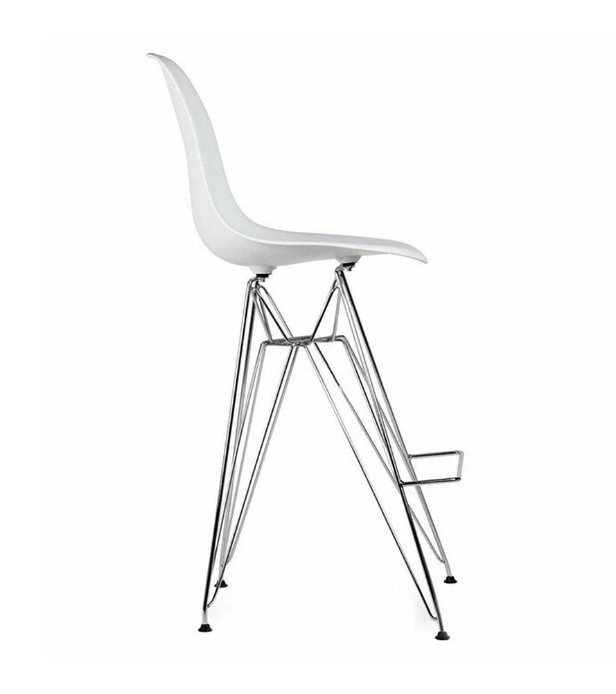 Heavenly Collection White & Chrome Bar Stool